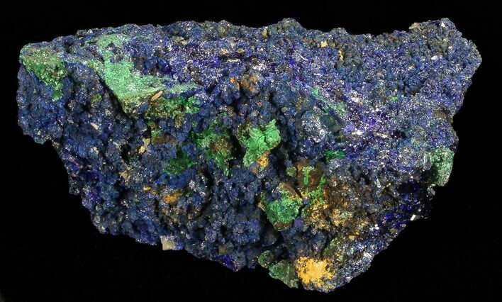 Sparkling Azurite Crystal Cluster with Malachite - Laos #69687